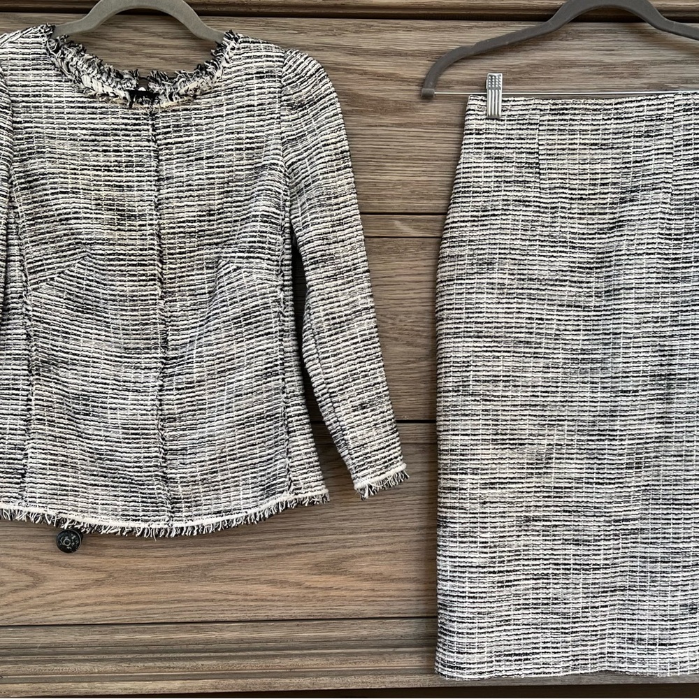 Rebecca Taylor Black and White Tweed Pencil Skirt & Top Set 2 $798